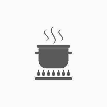 boiling pot on fire icon
