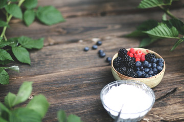 Fresh berries with powered sugar
