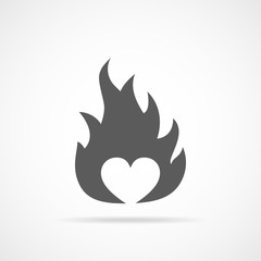 Heart in flame. Vector illustration