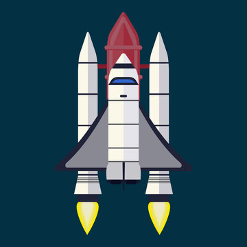 Rocket space technology ship launch cartoon design vector illustration