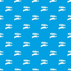 Hand and car pattern seamless blue