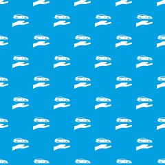 Hand and car pattern seamless blue