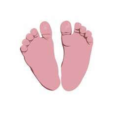 On white background isolated baby foot prints of soles