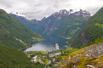 Cruise liner in the Norwegian fjord