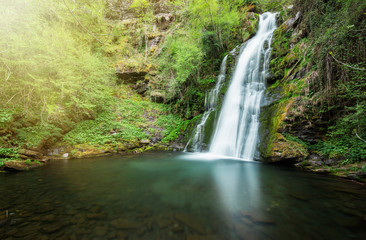 Fototapeta na wymiar Nice Waterfall on Mountain Stream,Spain.