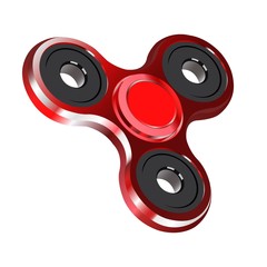 Red spinner on a white background shiny metallic triple