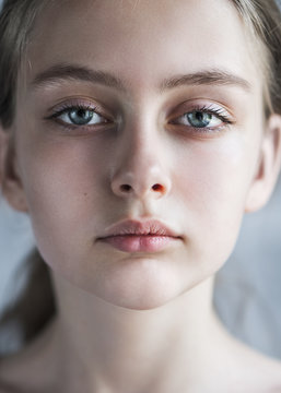 portrait of a beautiful young girl close-up