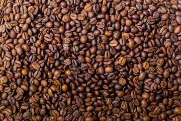 Coffee pattern. Roasted coffee beans background.