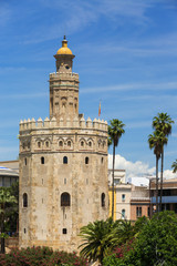 Fototapeta na wymiar View of Torre del Oro, Seville, Spain.