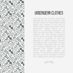 Obraz premium Underwear clothes concept with thin line icons of bikini, bra, tankini, pants. Vector illustration for web page, banner, print media.