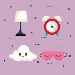 sleep time icons flat set with vector illustration