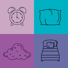 sleep time icons flat set with vector illustration