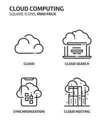 Cloud computing, square mini icon set