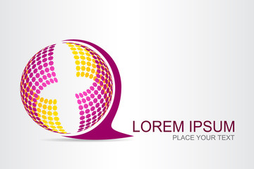 Logo stylized spherical surface with abstract shapes