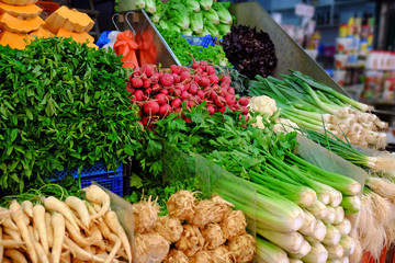 Different fresh vegetables at market