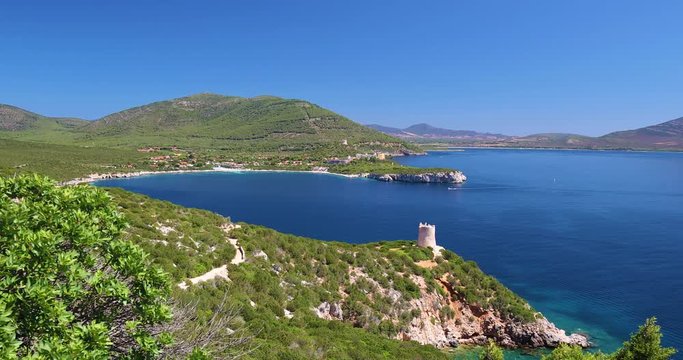 Stunning Sardinia coastline with rocks and azure clear water, Sardinia, Italy.