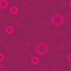 Virus, microbes, bacteria, seamless biological pattern. Cartoon