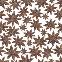 Anise star spices seamless pattern