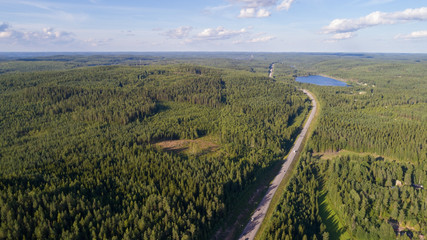 Highway and forest view from above