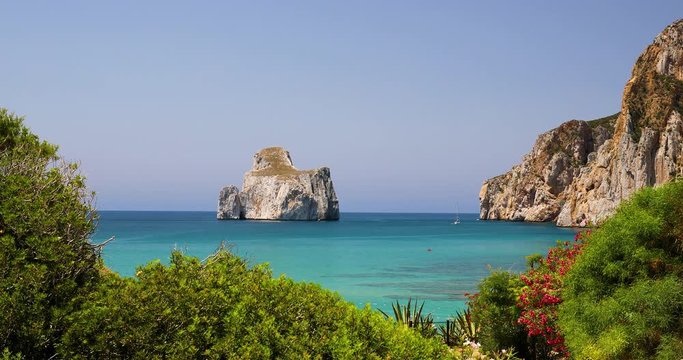 Spaggia di Masua beach and Pan di Zucchero, Sardinia, Italy.