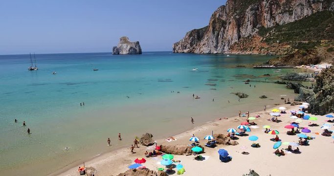 Spaggia di Masua beach and Pan di Zucchero, Sardinia, Italy.