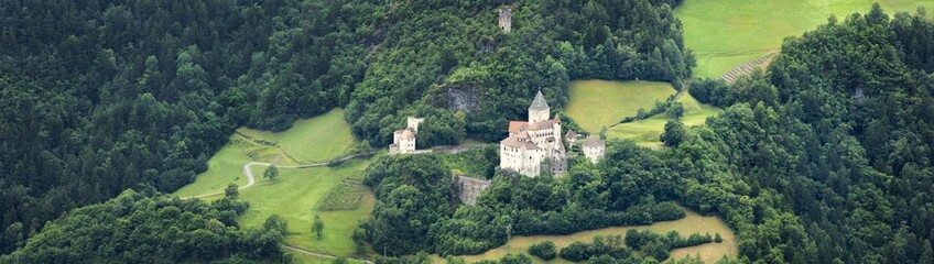 Fototapeta na wymiar air view to old castle in Italy