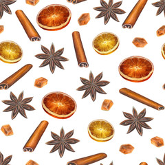 Christmas spices seamless pattern
