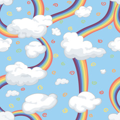 Background with clouds and a rainbow