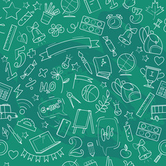 Vector cartoon back to school seamless pattern