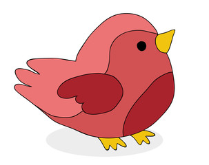 Vector, isolated little bird cartoon, red