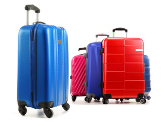 Travel suitcases isolated on white background