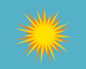 Vector, isolated sun on blue background