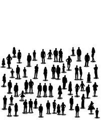 isolated people stand silhouette of a crowd of people