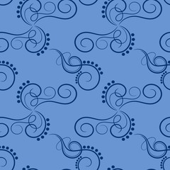 Blue curves seamless pattern 