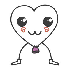 Heart shaped party balloons kawaii character vector illustration design