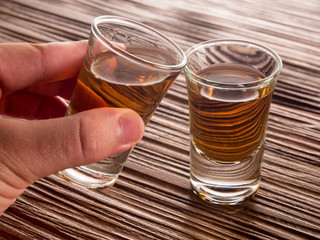 Whisky shot glass with reflections