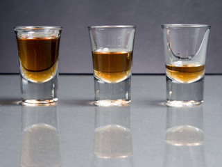 Whisky shot glass with reflections