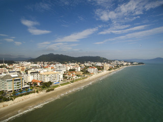 Fototapeta na wymiar Aerial view Canavieiras Beach in Florianopolis, Brazil. July, 2017.