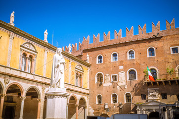 Naklejka premium Piazza delle Erbe in center of Verona, Veneto region, Italy.