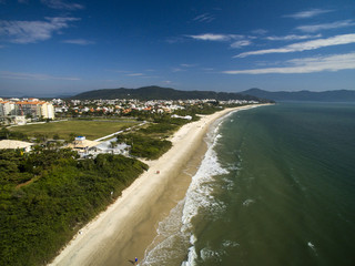Aerial view Jurere Beach in Florianopolis, Brazil. July, 2017.