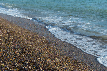 Sea surf on a stony beach.