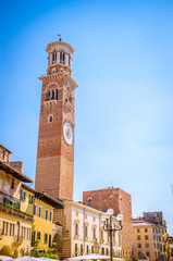 Piazza delle Erbe in center of Verona, Veneto region, Italy.