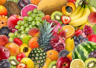 Poster Food background - assorted juicy fruit © dmitrydesigner