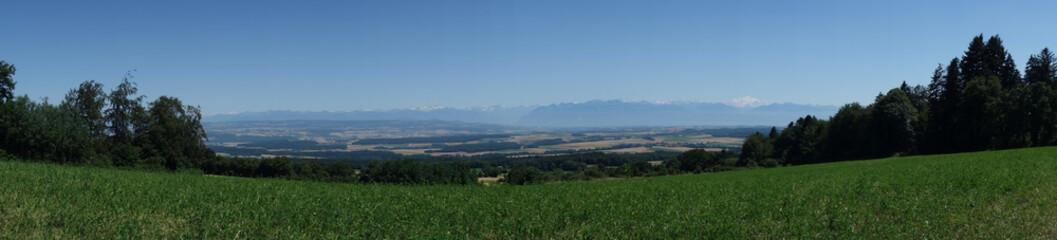Mountaintop alpine panorama view