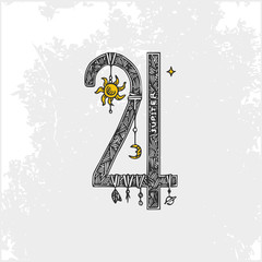 Symbols of the planets. Jupiter. Vintage style. Vector illustration. © KseniaKrop