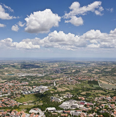 Fototapeta na wymiar Aerial view of Marche region in Italy