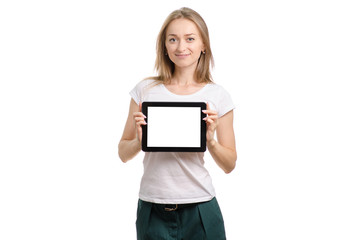 Beautiful young girl with tablet