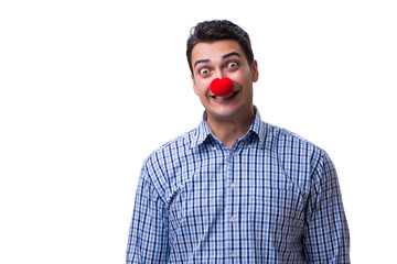 Funny man clown isolated on white background