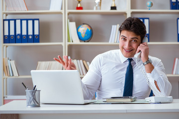 Businessman operator agent working in the office