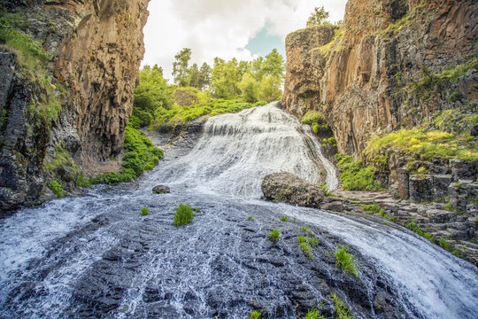 Jermuk waterfall on Arpa river in Armenia